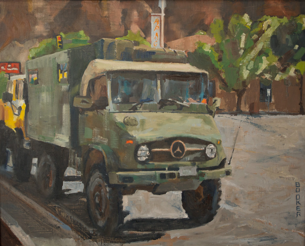 Unimog red rock still life oil paintings and art prints from artist Booker Tueller