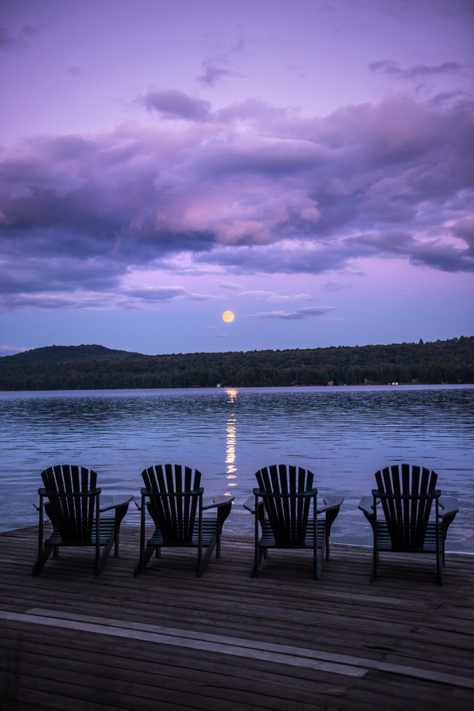 Adirondack Chairs Full Moon over 1st Lake