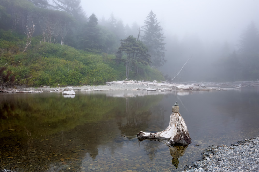 Log In The Water With Cairn Photography Art | frednewmanphotography