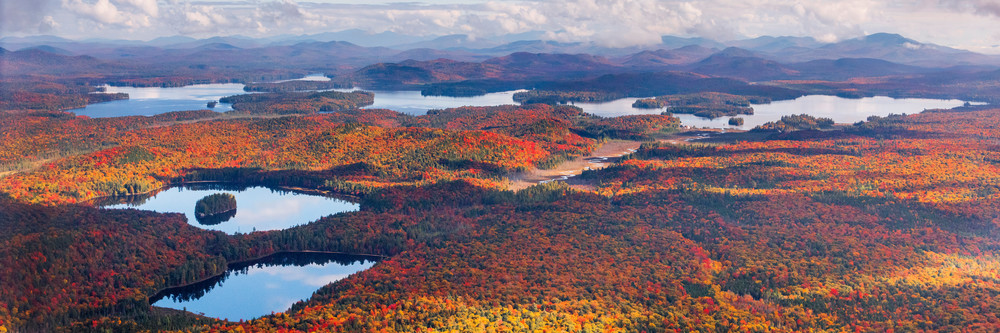 Brown Tract And Raquette Lake Fall Aerial Panoramic Photography Art | Kurt Gardner Photography Gallery