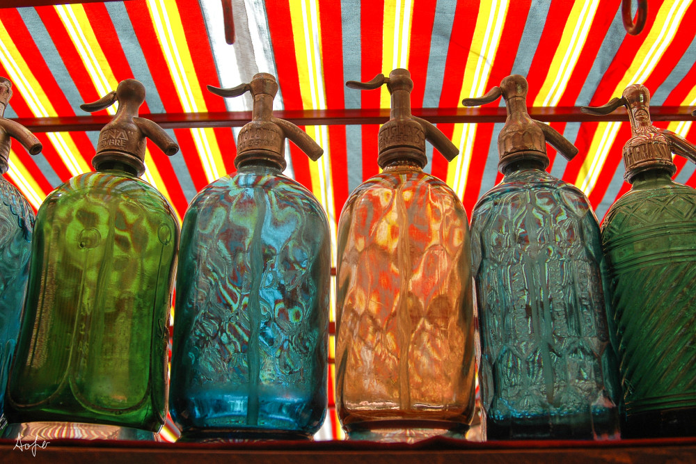 Seltzer bottles in Buenos Aires market