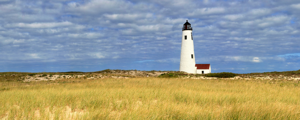 "Great Point Lighthouse Panorama" Nantucket Fine Art Coastal Dunes Photography
