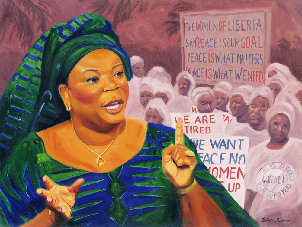 Leymah Gbowee Portrait Painting by Steve Simon