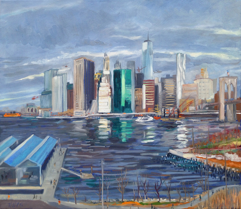 The FiDi from Brooklyn Painting by Wet Paint NYC Artist Michael Serafino
