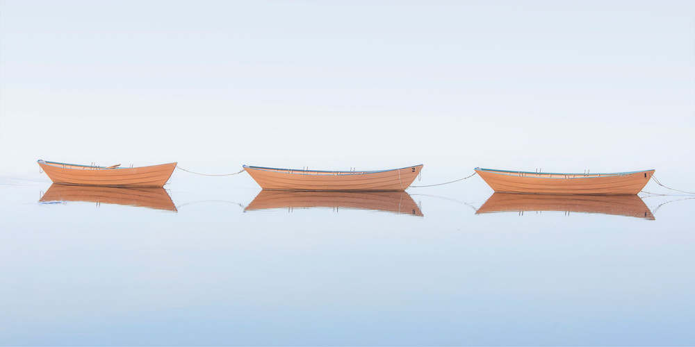 "Three Dories II" Fine Art Wooden Boat Nautical Panoramic Photograph