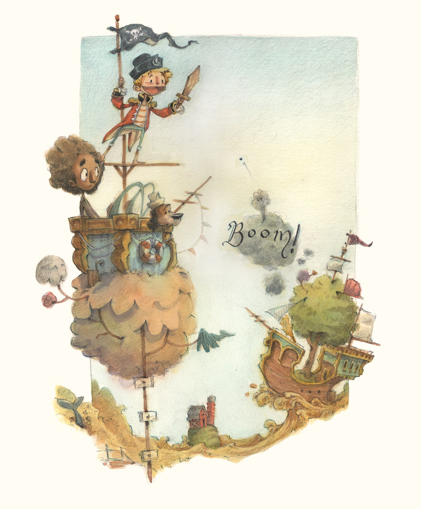 The Prairie Pirates Watercolor Illustration Painting by Wet Paint NYC Artist James Serafino