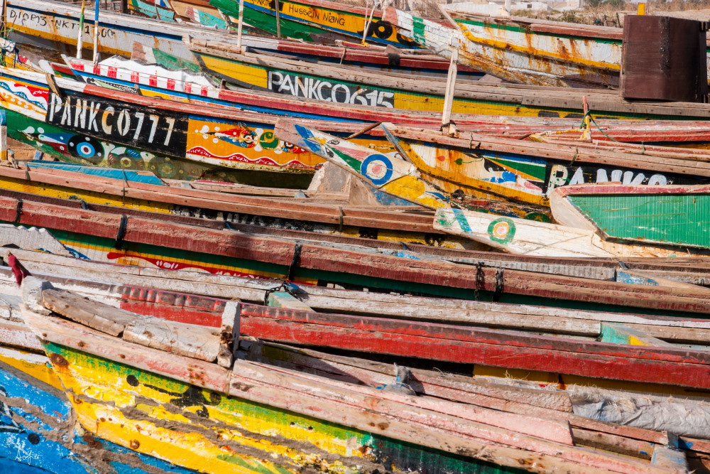 colorful fishing boats in Nouakchott photograph abstract art