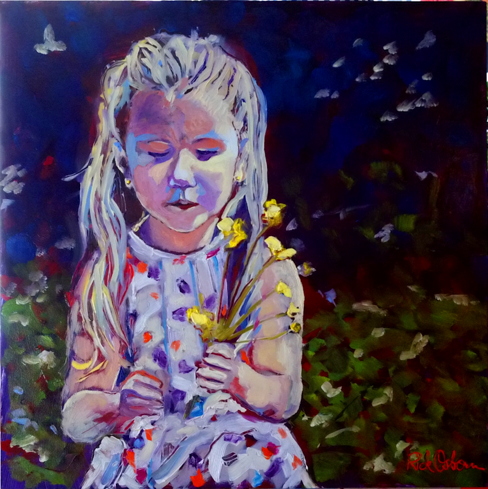 Oil Painting of Little Girl with Buttercups