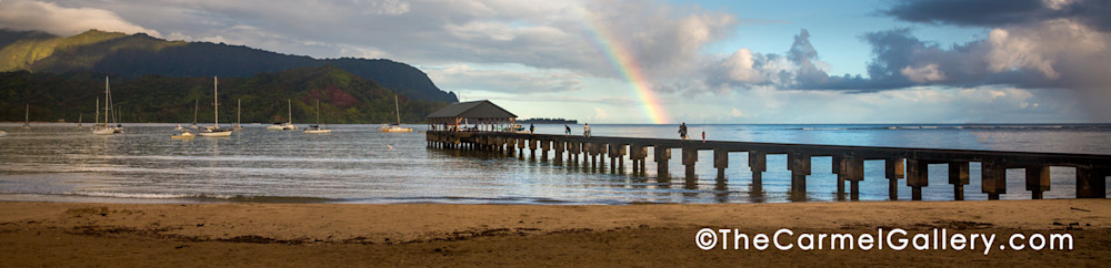 Hanalei Pier Rainbow Rainshowers Kauai