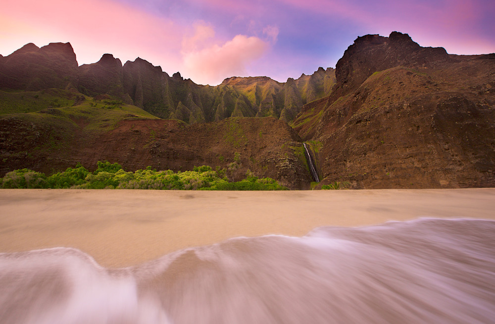 water fall on the beach