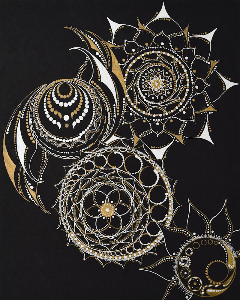 Nectar | Abstract Fantasy Sacred Geometry Art | Pointillism | Stipple Art | Ink Drawing | Wall Art | Prints | Jacqueline Renée | 11thDC.com