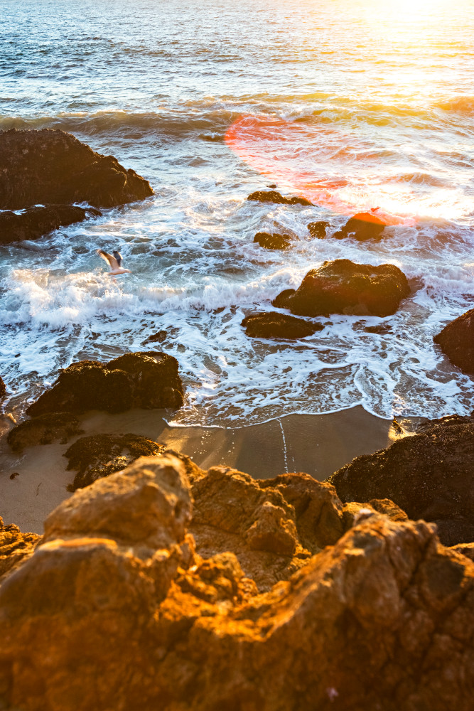Rocky Shore Sunset At Point Dume Photograph For Sale As Fine Art