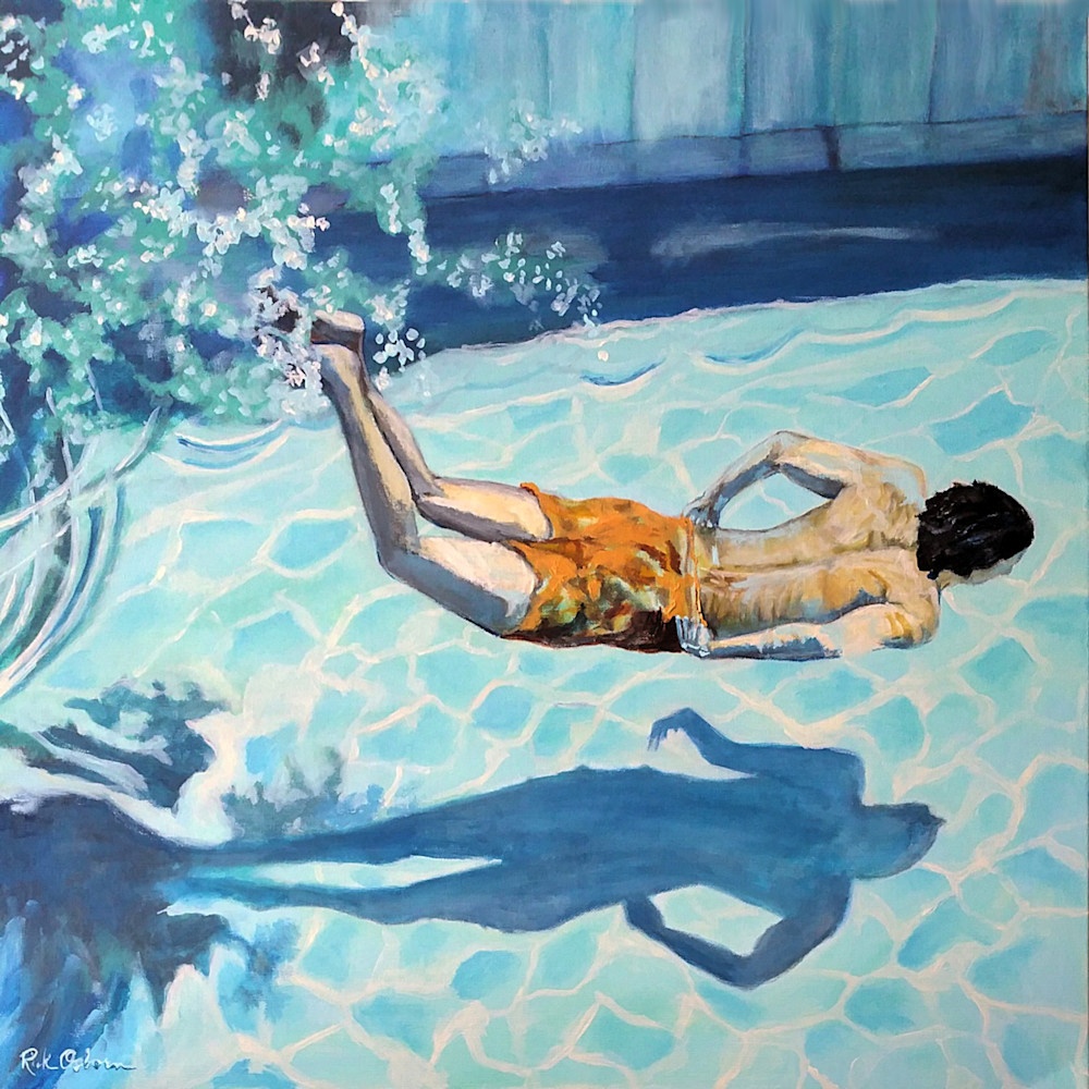 The Swimmer | Fine Art Painting Print of Swimmer in Pool