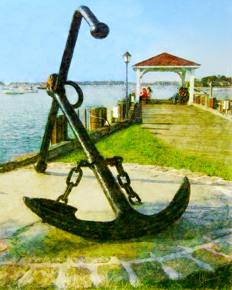 Northport Anchor, wall art. A print of an original painting by the artist, Mary Ahern.