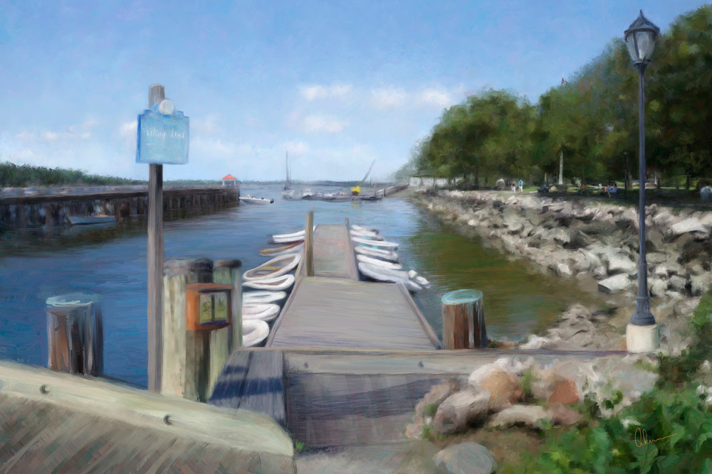 Northport Harbor, wall art. A print of an original painting by the artist, Mary Ahern.