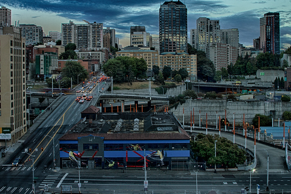A Fine Art Photograph of Downtown Seattle From Above by Michael Pucciarelli