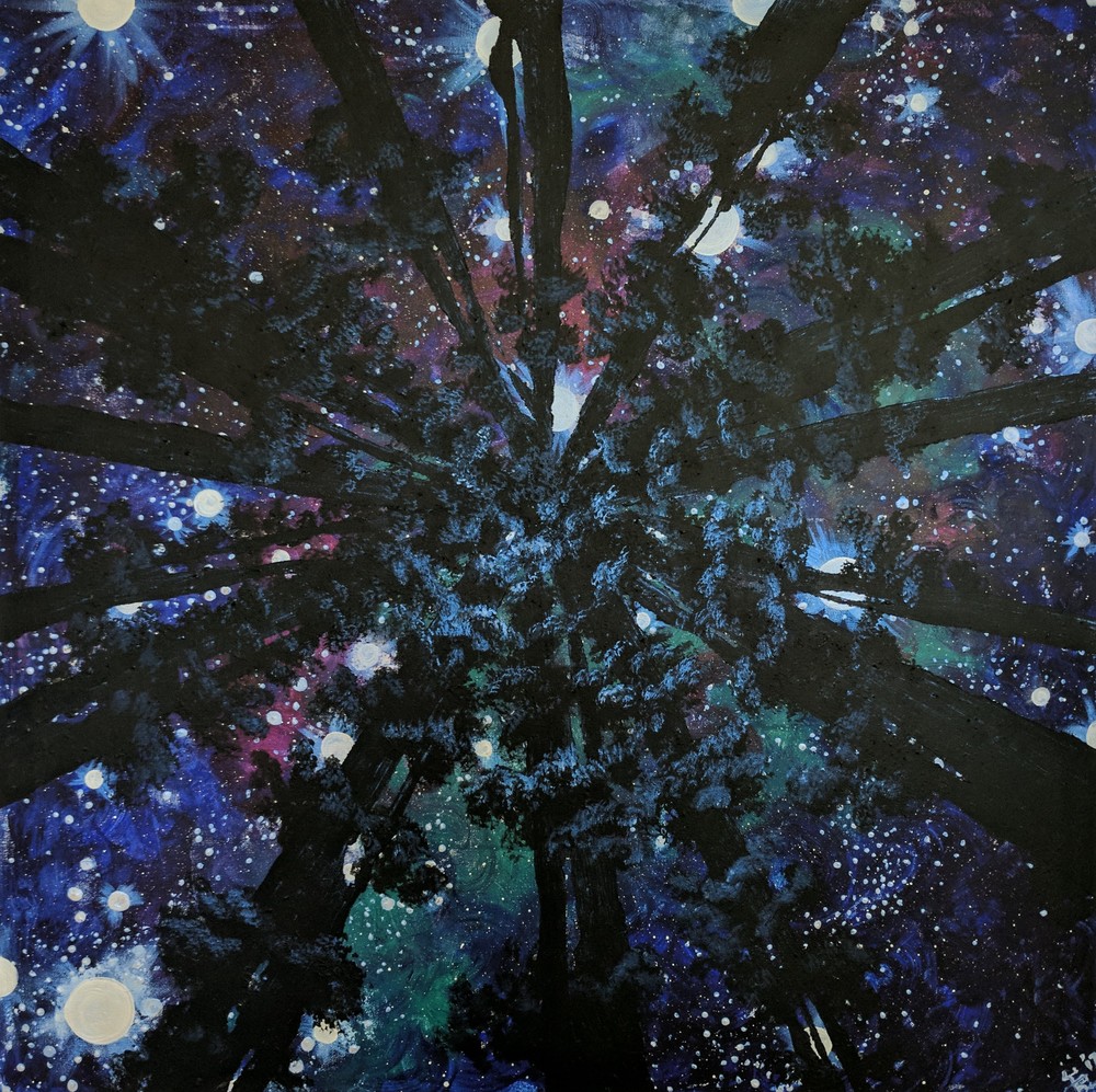 Looking Up, Original Galaxy Painting by Sarah Trieckel Detwiler