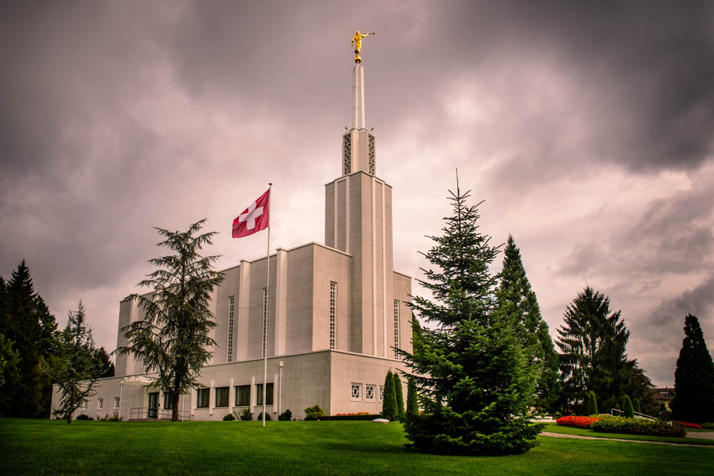 Switzerland Temple - Morning with Flag