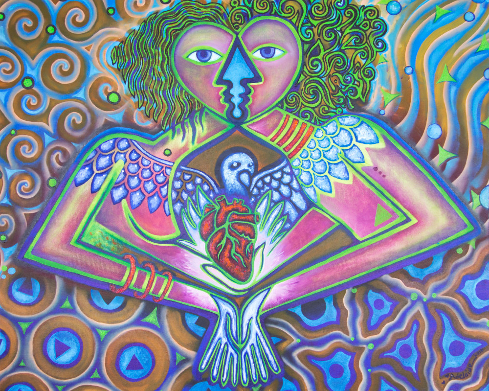 loving painting with 2 heads merging loving painting with 2 heads merging