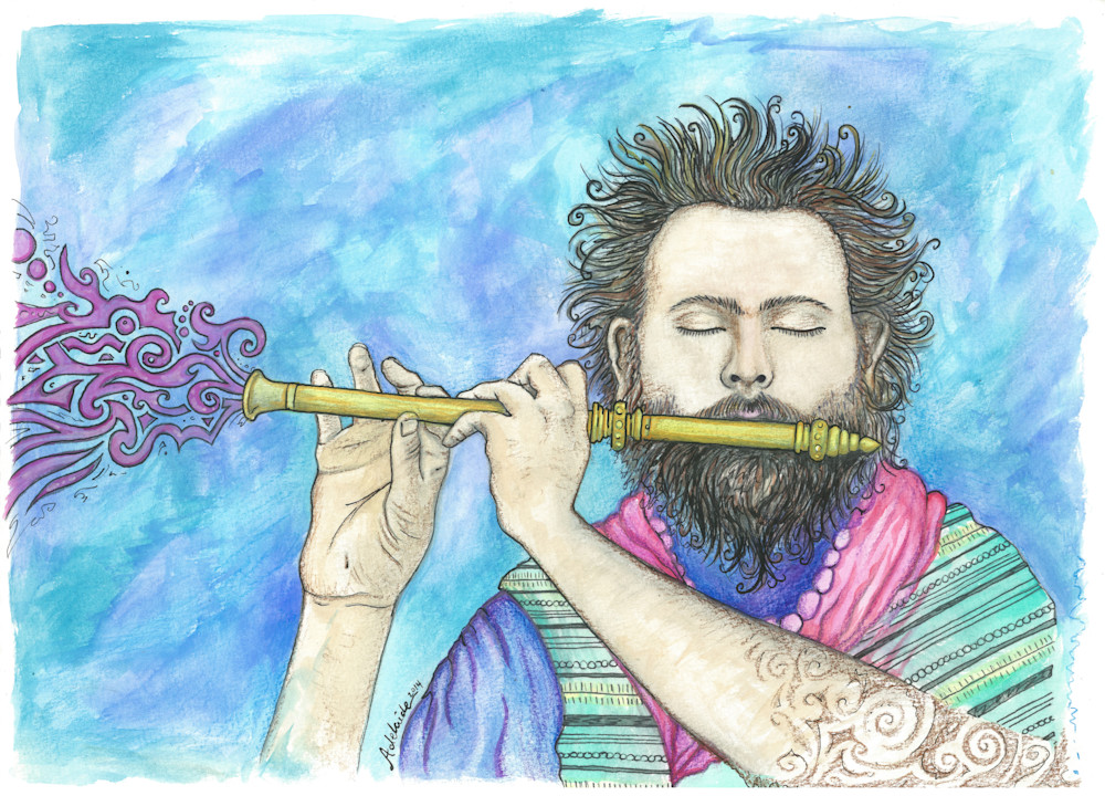 musical flute watercolor painting musical flute watercolor painting