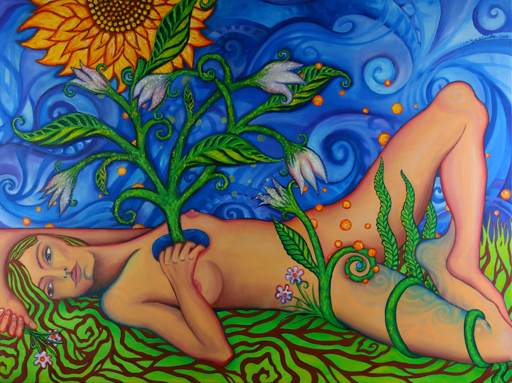 Nature goddess with sunflower painting Nature goddess with sunflower painting