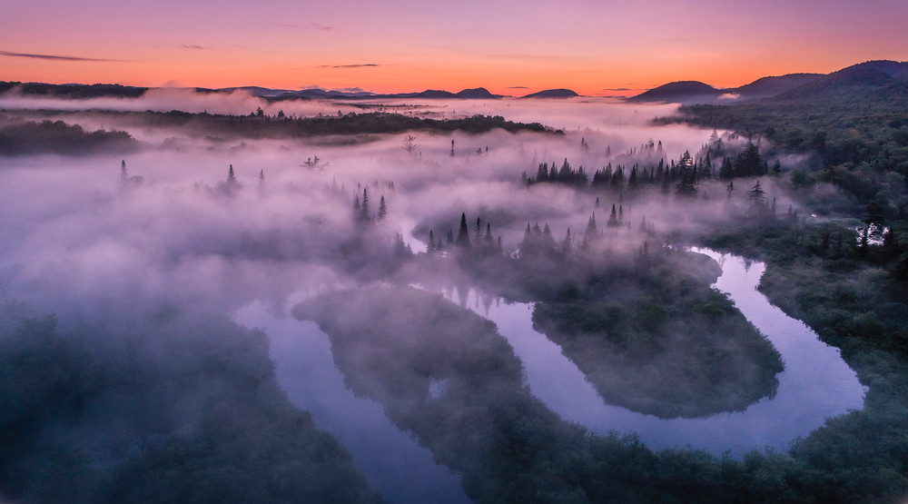 Moose River Sunrise Aerial Wide Photography Art | Kurt Gardner Photography Gallery