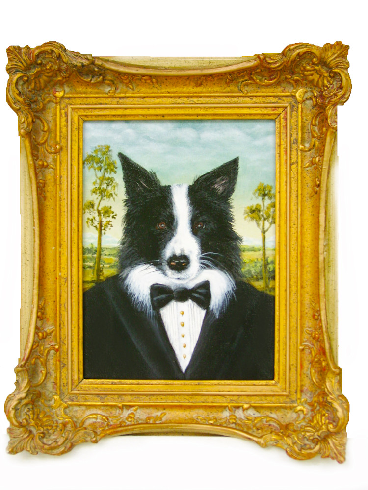 Dog portrait in a landscape and formal setting Dog portrait in a landscape and formal setting