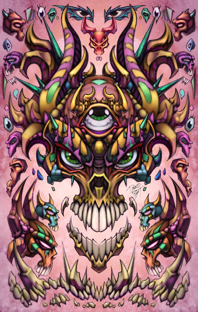 Wicked Skull Tattoo Design Inspired Fantasy Skull Horror Art By David Bollt