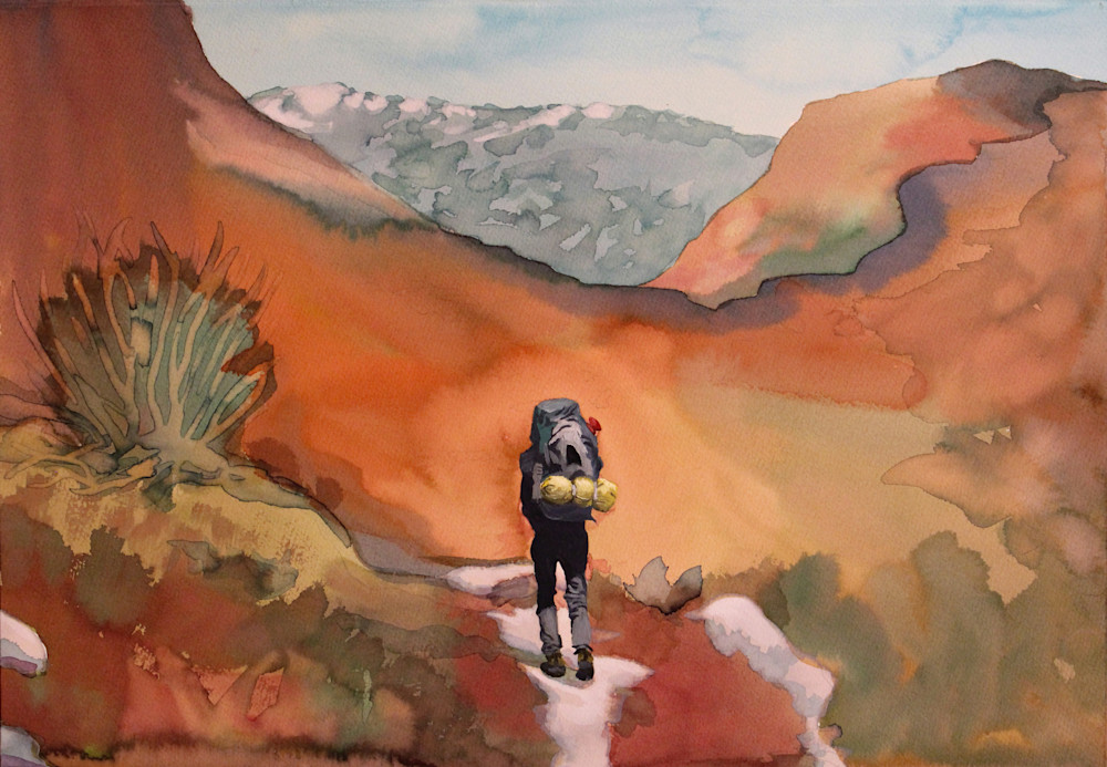 Hetch Hetchy Hiker 2  Landscape Painting by Michael Serafino on Wet Paint NYC -  Prints on Canvas, Paper or Metal