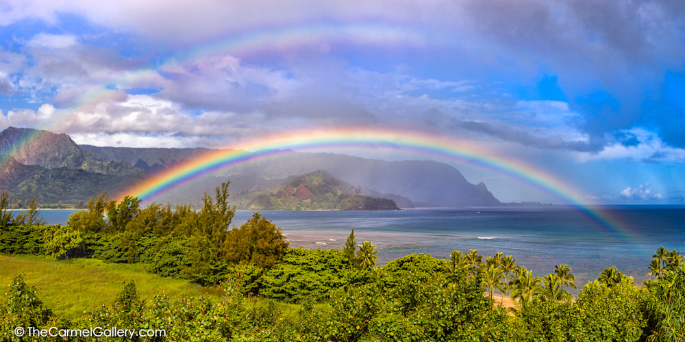 photo of rainbow over Hanalei Bay and Bali Hai