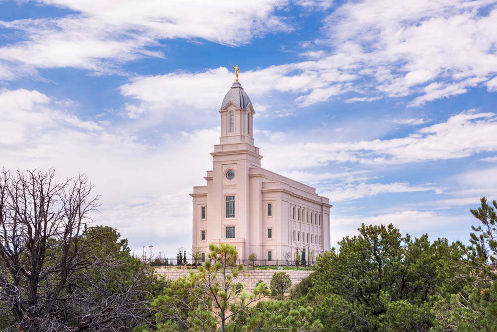 Cedar City Utah Temple Cloudy Blue Sky Landscape