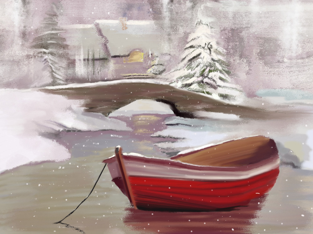 Christmas Village Boat Art | Dave Fox Studios