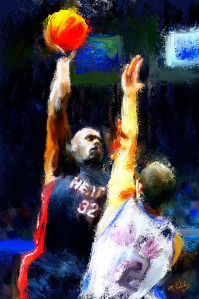 Shaq basketball painting | Sports Artist Mark Trubisky | Custom Sports Art