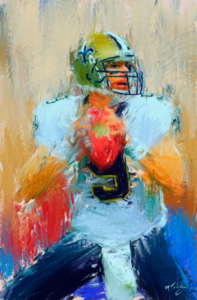 Drew Brees painting | Sports artist Mark Trubisky | Custom Sports Art