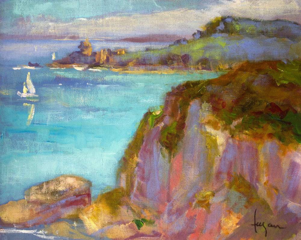 View Fort La Latte Fine Art Print Painting by Dorothy Fagan