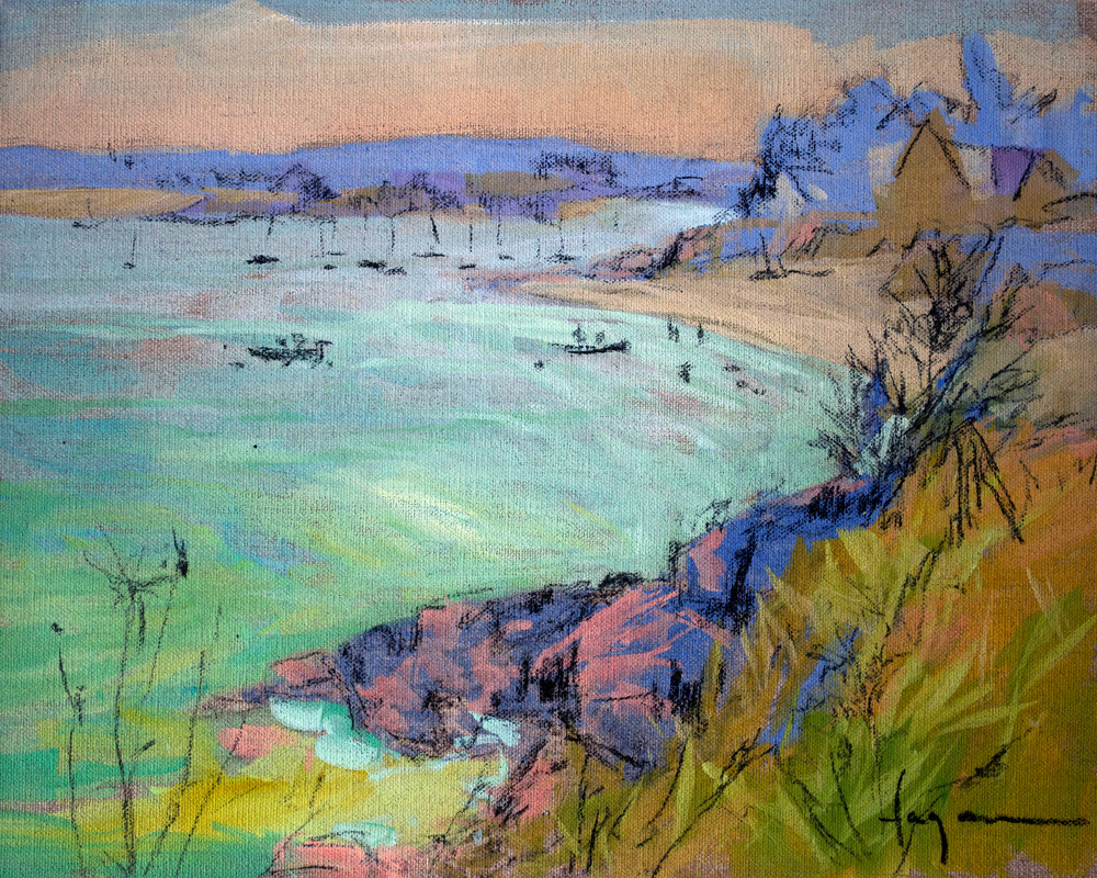 French Coastal Landscape Painting Print by Dorothy Fagan