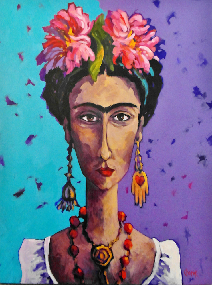 Frida With Pink Flowers Art | Jill Charuk Art