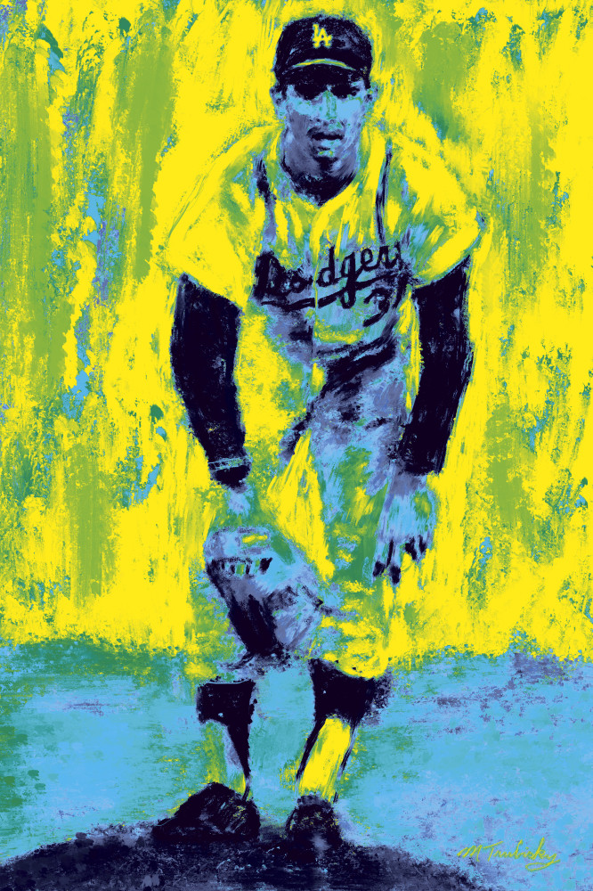 Sandy Koufax Vintage Painting | Sports artist Mark Trubisky | Custom Sports Art.