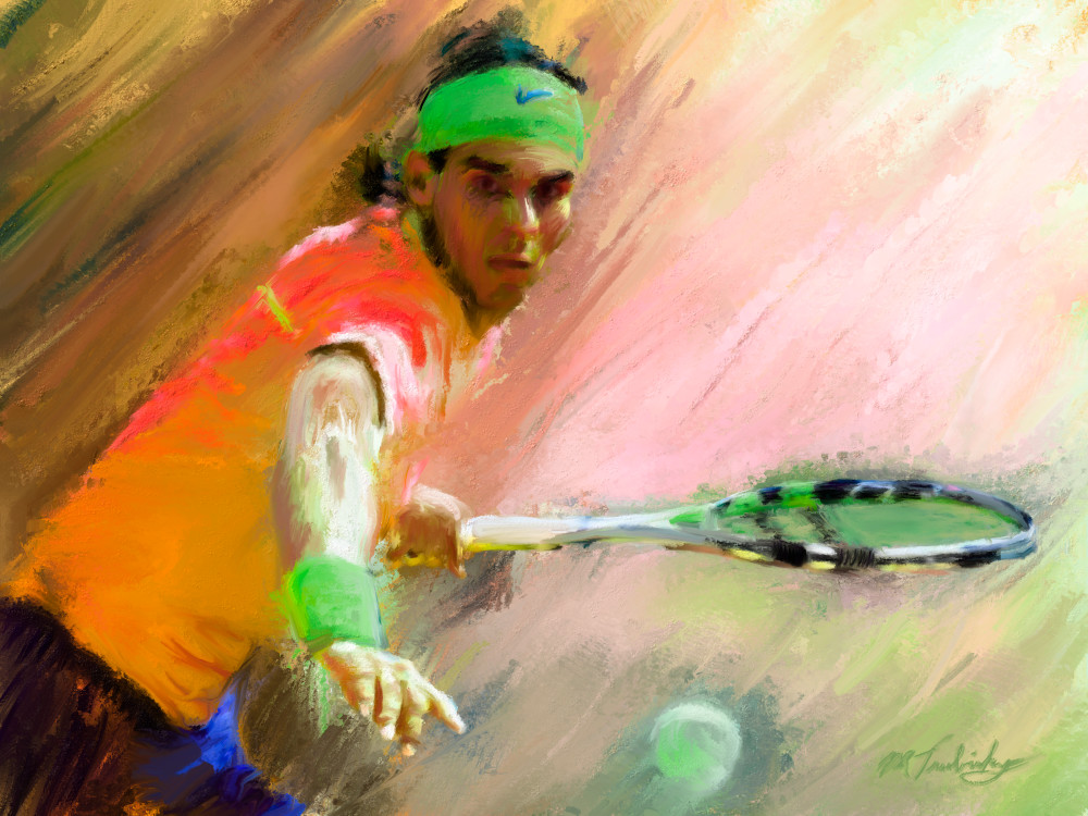 Rafael Nadal painting | Sports artist Mark Trubisky | Custom Sports Art