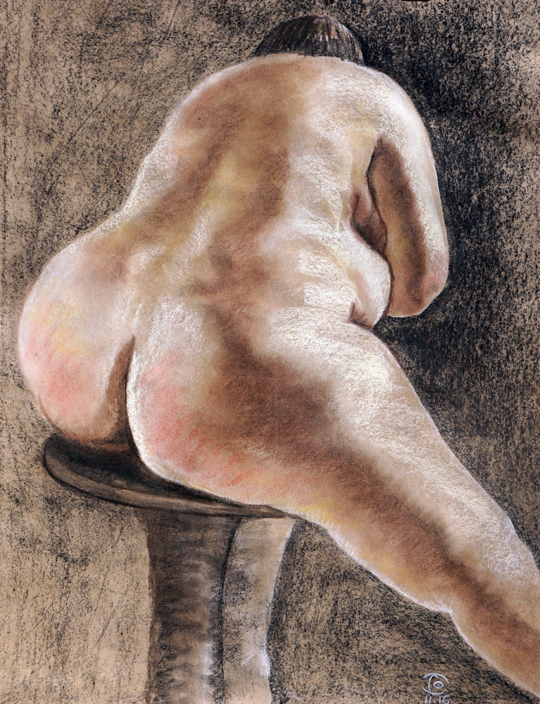 Nude on Round Chair -Fine Art and Prints on Canvas, Paper, Metal & More by Irina Malkmus