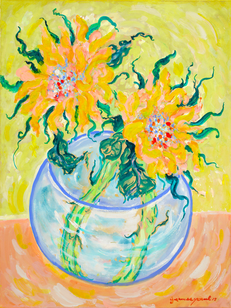 Original art - Sunflower - 4x5 paper, oil pastels, acrylic