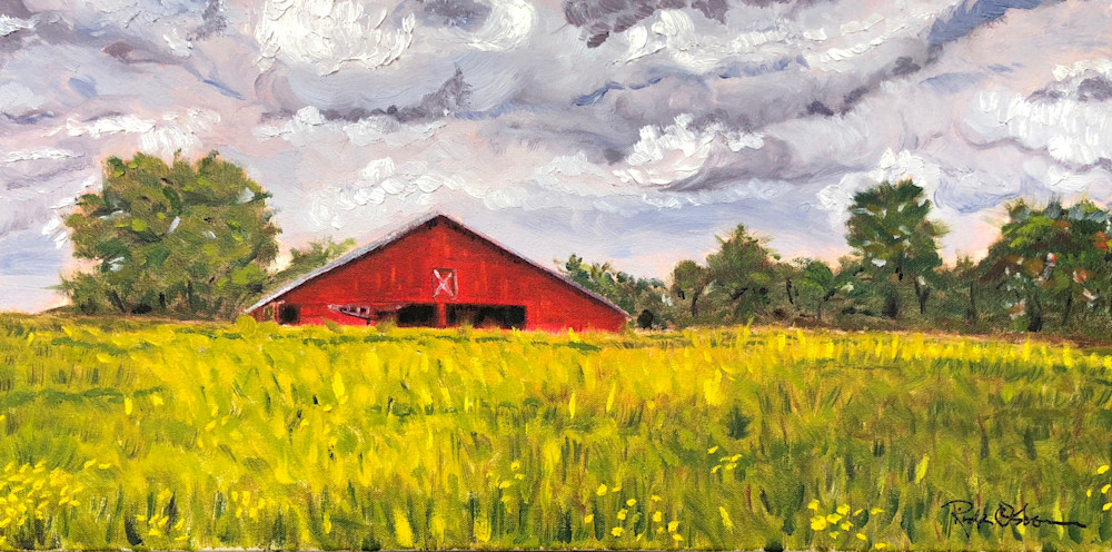 Red Barn On The Farm Fine Art Painting Print By Rick Osborn