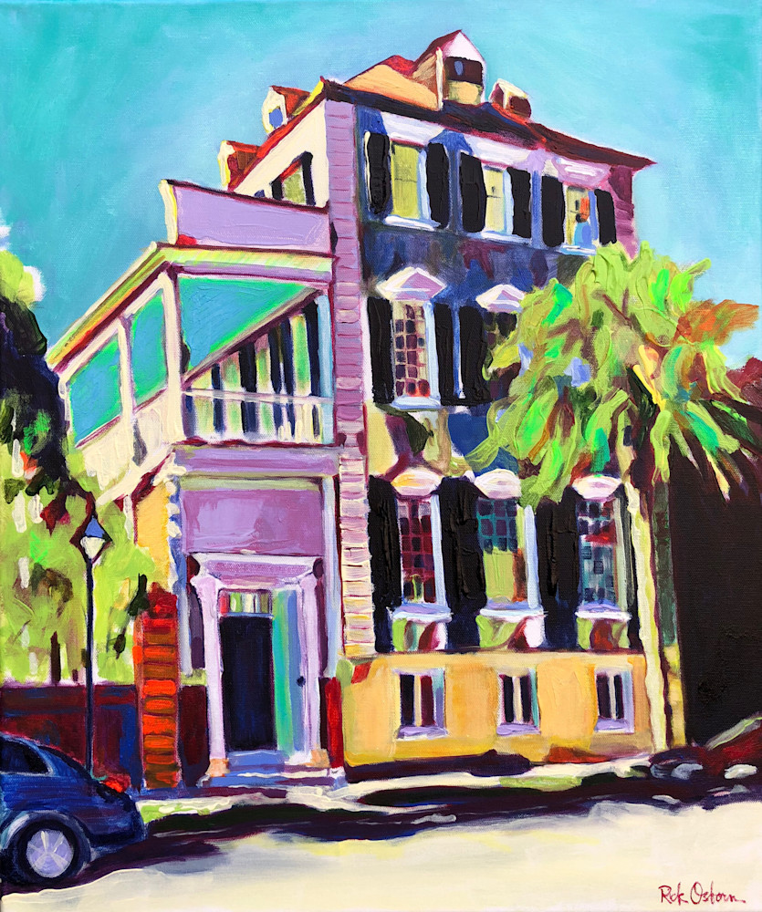 Classic Colorful Charleston House | Fine Art Painting Print by Rick Osborn