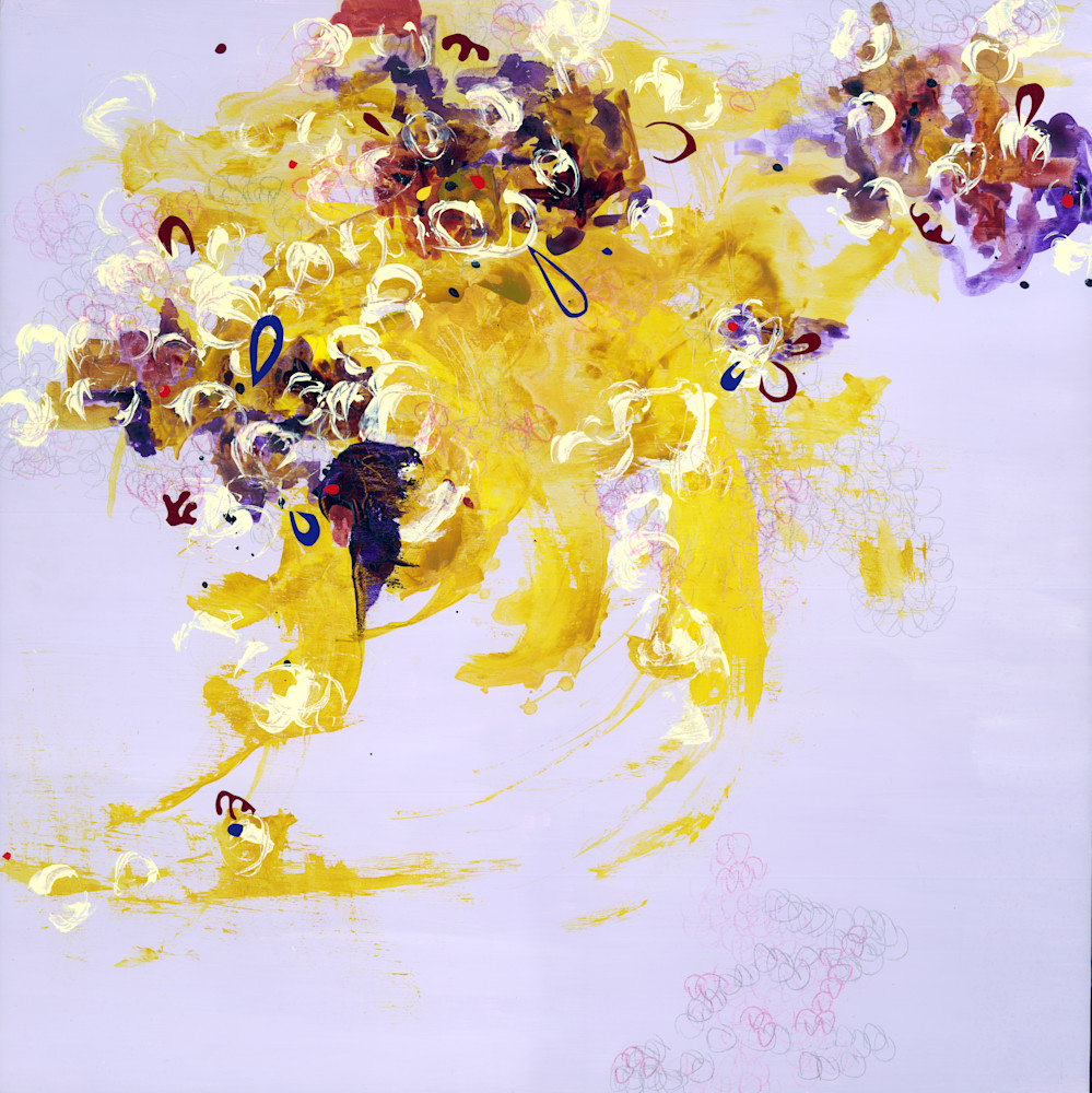 Abstract Art - Violet and Yellow Expressionistic Art for Sale