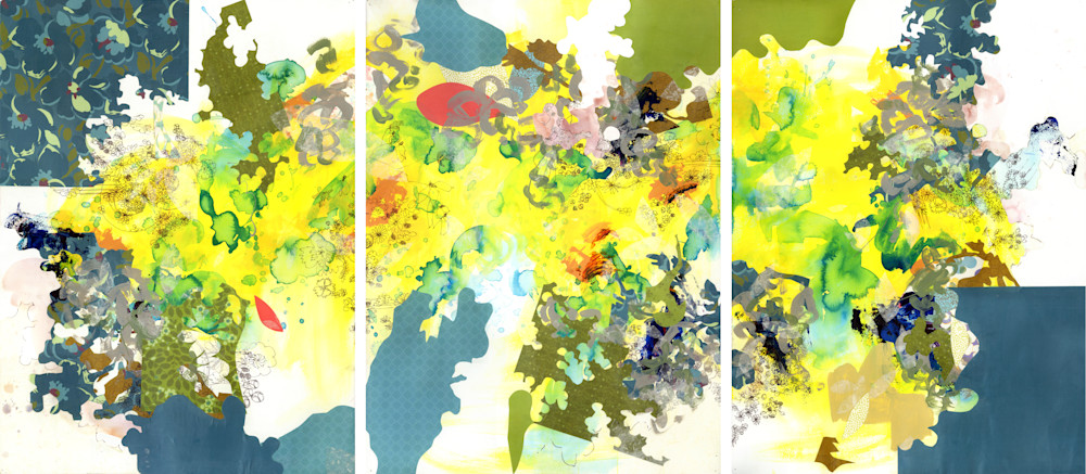 Abstract Art - Botanically Inspired Triptych Art for Sale