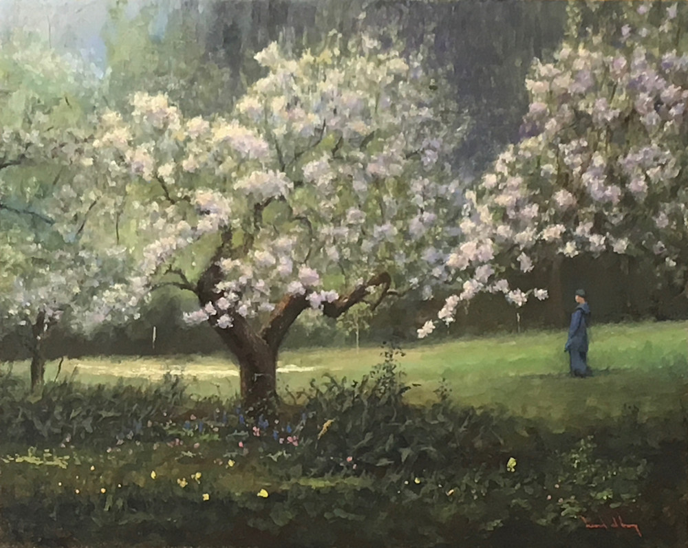 Oil Painting Of Apple Blossoms David William Terry