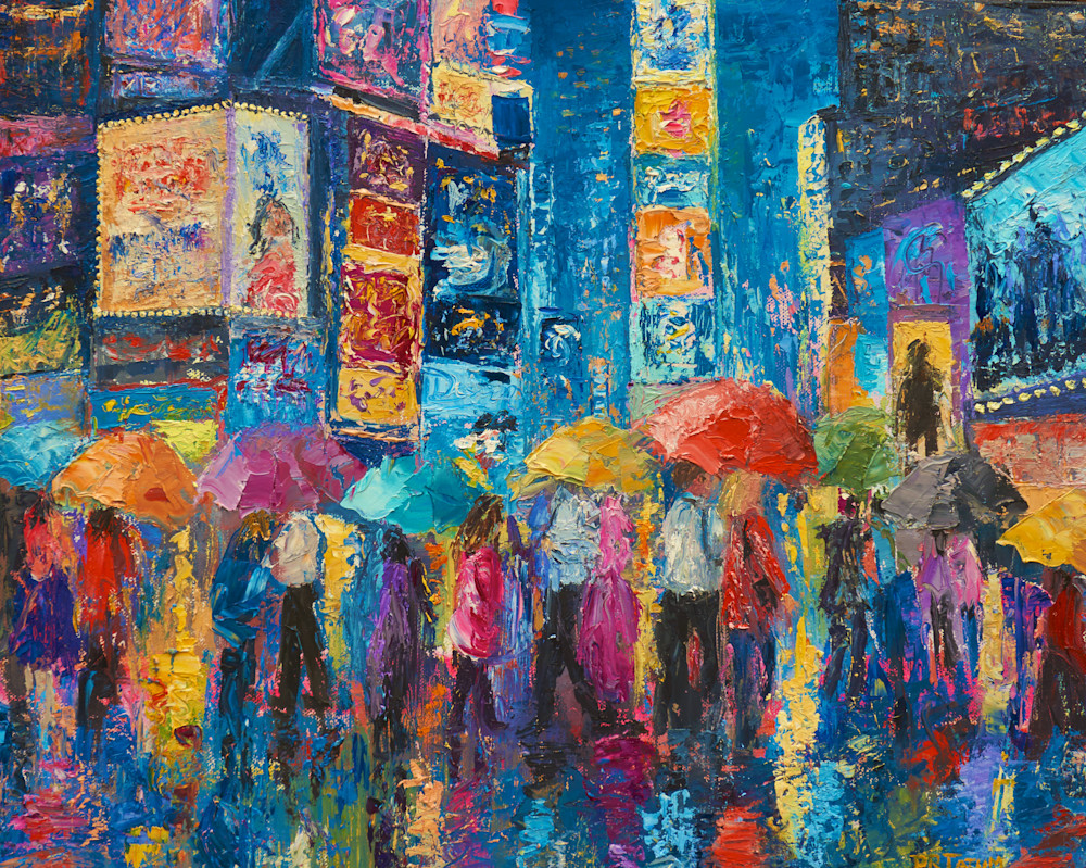 times-square, art-print, nyc, romantic, lovers, umbrellas