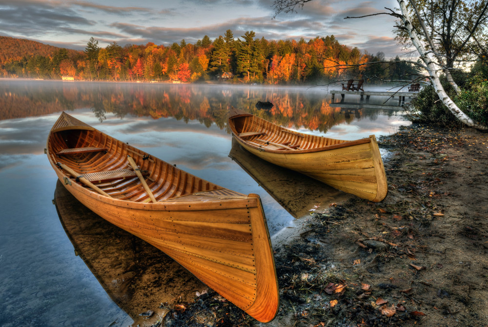 Autumn Guideboats On Lake Flower Art | Michael Sandy Photography