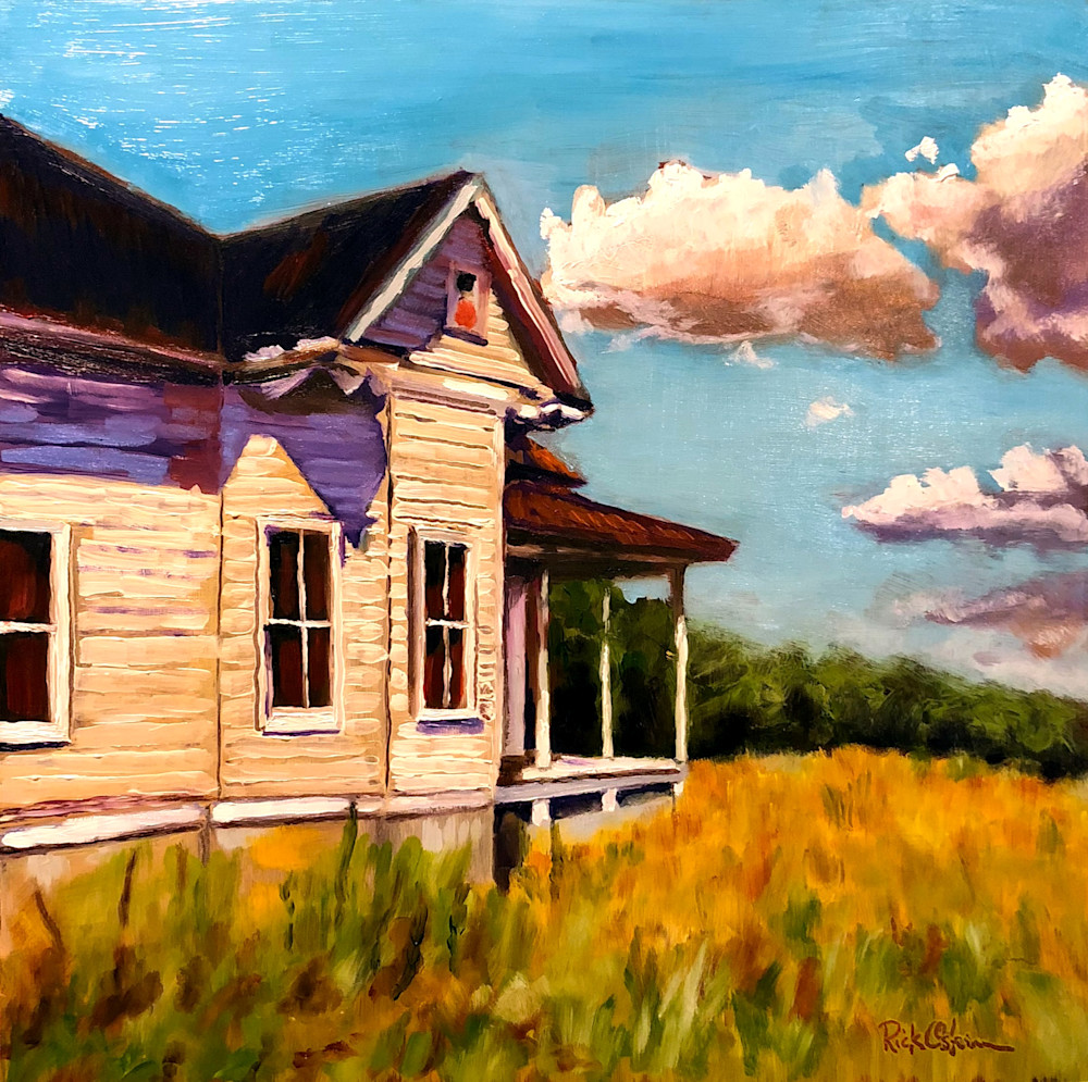 Back Home Farmhouse | Original Fine Art Painting Print by Rick Osborn