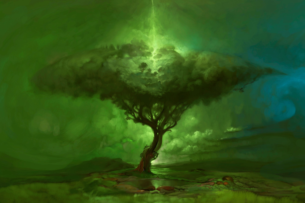 Burton Gray's Original Green TREE of LIFE painting.